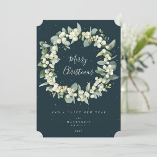 Tarjeta Festiva Navidades de Snowberry + Eucalyptus escribieron si