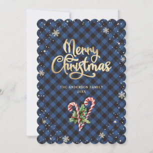 Tarjeta Festiva Navidades de Snowflakes Candy Cane Holly Berries