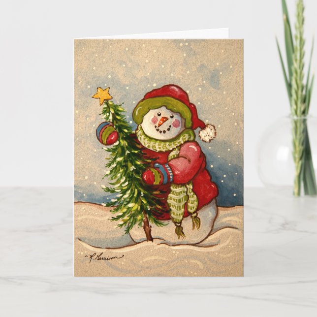 Tarjeta Festiva navidades de Snowman 4889 (Anverso)