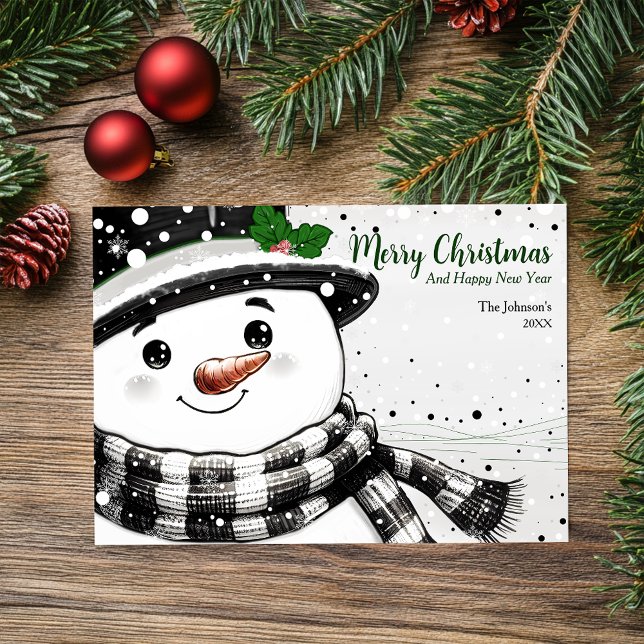 Tarjeta Festiva Navidades de Snowman con acuarelas encantadoras (Subido por el creador)