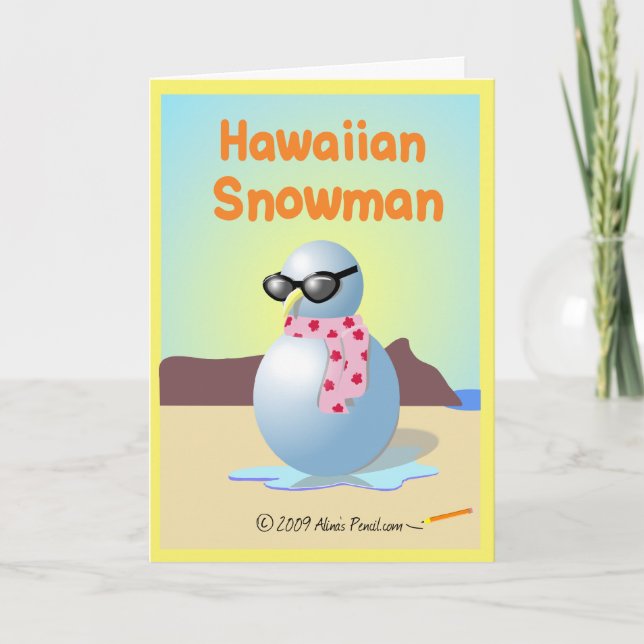 Tarjeta Festiva Navidades de Snowman de Hawái/Tarjeta de vacacione (Anverso)