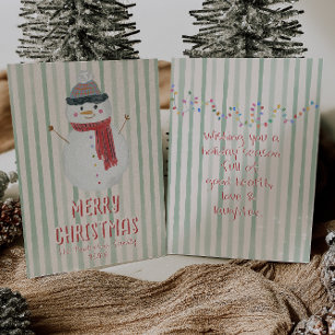 Tarjeta Festiva Navidades de Snowman de mano extraña no foto