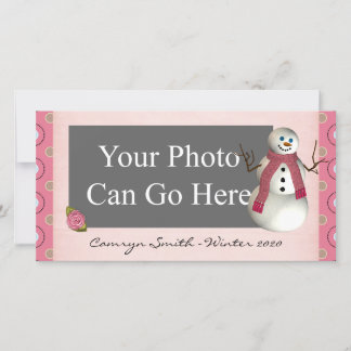 Tarjeta Festiva Navidades de Snowman, el invierno del Punto Rosa