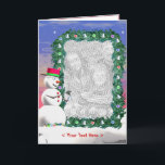 Tarjeta Festiva Navidades de Snowman (fotograma) (alto)<br><div class="desc">¡Tarjeta de saludo con mi imagen original de un muñeco de nieve celebrando a los Navidades decorando tu foto!</div>