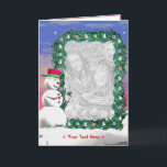Tarjeta Festiva Navidades de Snowman (fotograma) (alto)<br><div class="desc">¡Tarjeta de saludo con mi imagen original de un muñeco de nieve celebrando a los Navidades decorando tu foto!</div>