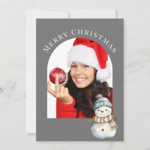 TARJETA FESTIVA NAVIDADES DE SNOWMAN GRIS ARCHED FOTO