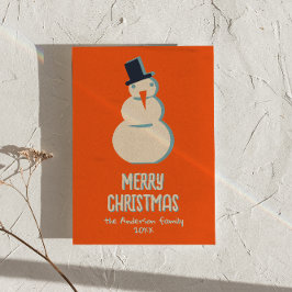 Tarjeta Festiva Navidades de Snowman ilustrados de época no fotogr