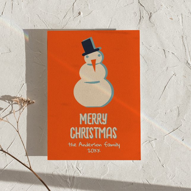Tarjeta Festiva Navidades de Snowman ilustrados de época no fotogr (Subido por el creador)