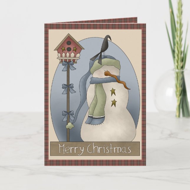 Tarjeta Festiva Navidades de Snowman solitarios (Anverso)