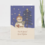 Tarjeta Festiva Navidades de Snowman, un gran sobrino<br><div class="desc">tarjeta</div>