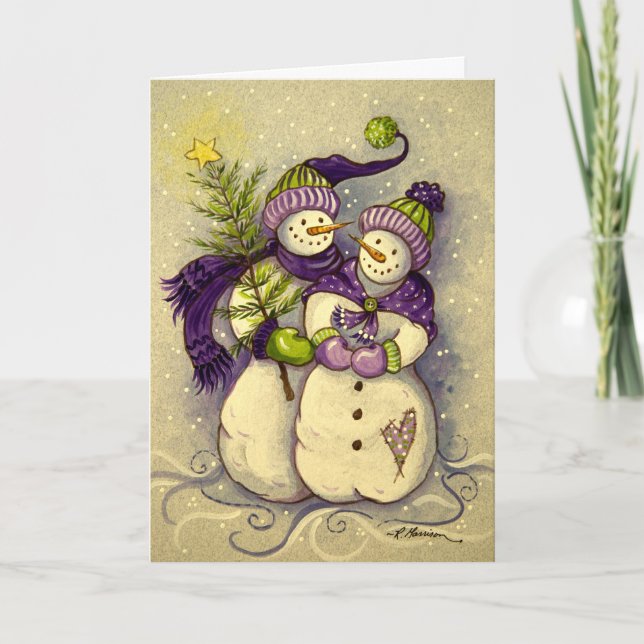 Tarjeta Festiva navidades de Snowmen 4882 (Anverso)