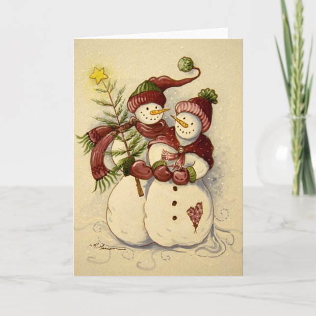 Tarjeta Festiva navidades de Snowmen de 4924 (Anverso)