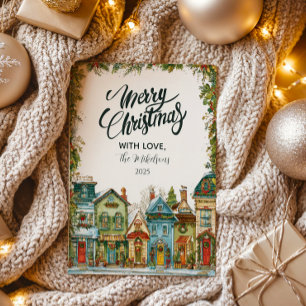 Tarjeta Festiva Navidades de Snowy Village