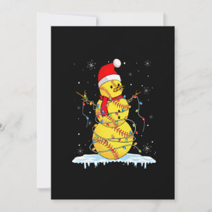 Tarjeta Festiva Navidades de Softball Snowman Santa Xmas enciende