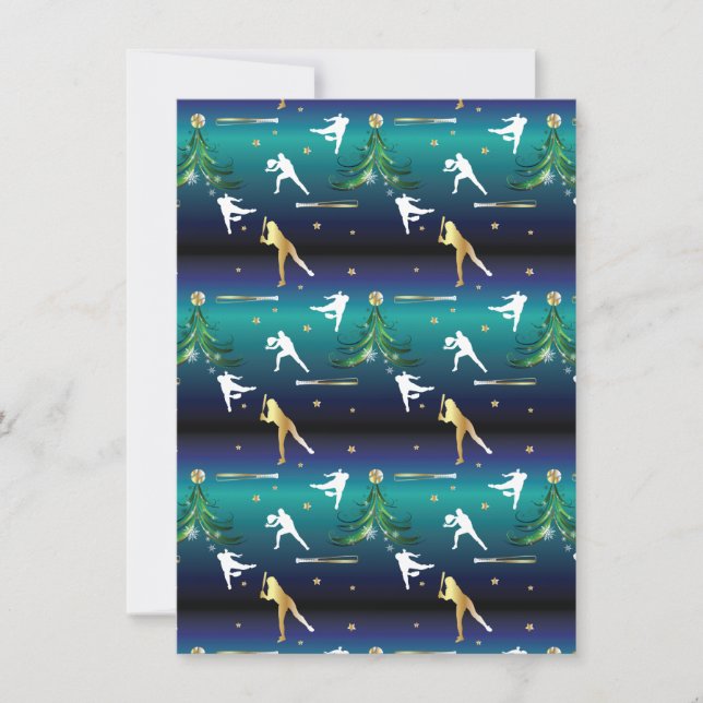 Tarjeta Festiva Navidades de Softbol Chicas de Béisbol (Anverso)