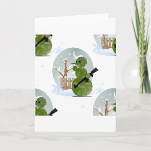 Tarjeta Festiva navidades de soldados de snowman