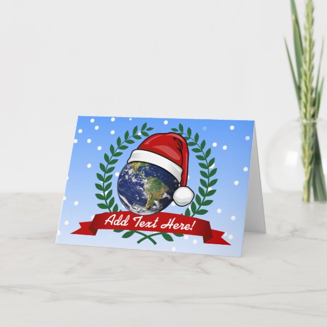 Tarjeta Festiva Navidades de Sombrero de la Tierra (Anverso)