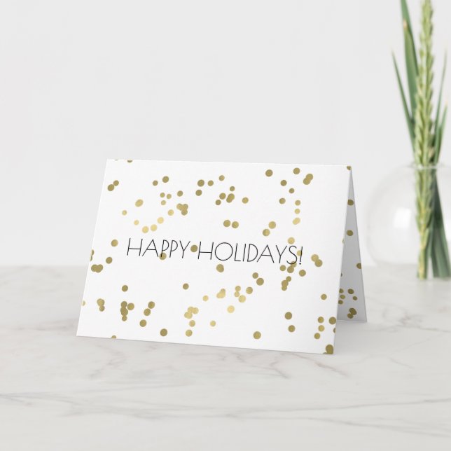 Tarjeta Festiva Navidades de Sparkle Gold Confetti (Anverso)