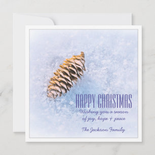 Tarjeta Festiva Navidades de Sparkly Snow Pinecone