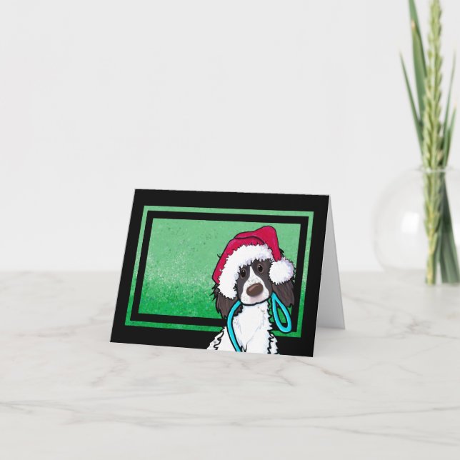 Tarjeta Festiva Navidades de Springer Spaniel (Anverso)