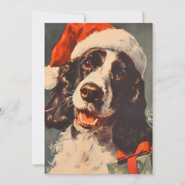 Tarjeta Festiva Navidades de Springer Spaniel (Anverso)