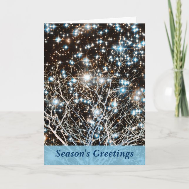 Tarjeta Festiva Navidades de Star Cluster y White Tree (Anverso)