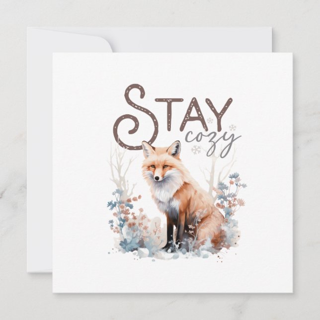 Tarjeta Festiva Navidades de Stay Cosy Woodland Fox (Anverso)