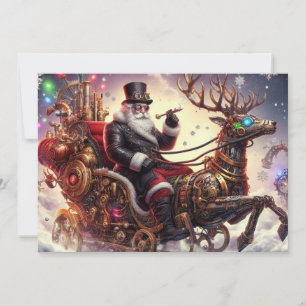 Tarjeta Festiva Navidades de steampunk de Santa/Reindeer/invierno