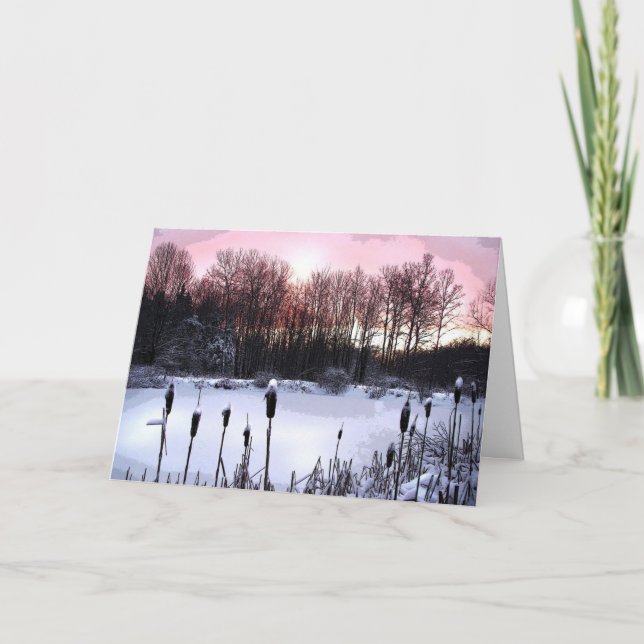 Tarjeta Festiva Navidades de Sunrise Pond (Anverso)
