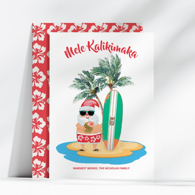Tarjeta Festiva Navidades de surf de Mele Kalikimaka Tropical (Subido por el creador)