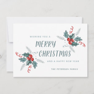 Tarjeta Festiva Navidades de Sweet Holly Berry sin auto de vacacio