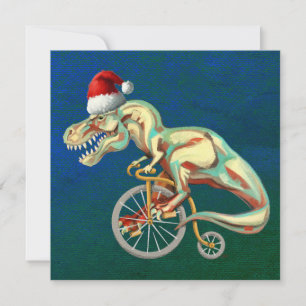 Tarjeta Festiva Navidades de T-Rex Hipster