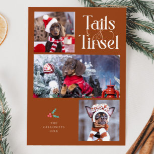 Tarjeta Festiva Navidades de Tails & Tinsel Dog Photo Terracotta