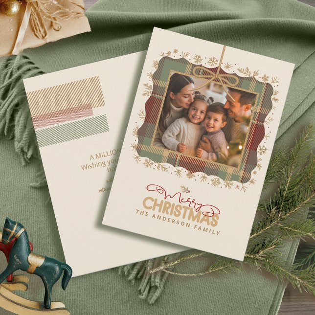 Tarjeta Festiva Navidades de Tartan Trim Un mensaje de foto ID1141 (Subido por el creador)