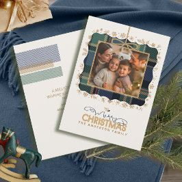 Tarjeta Festiva Navidades de Tartan Trim Un mensaje de foto ID1141