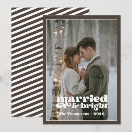 Tarjeta Festiva Navidades de Taupe y White Newlyweds