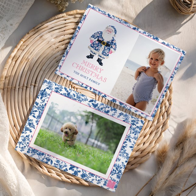 Tarjeta Festiva Navidades de tela de la Chinoiserie rosa azul Sant (Subido por el creador)