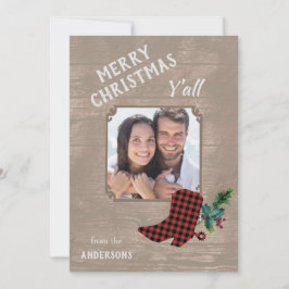 Tarjeta Festiva Navidades de temas occidentales de madera y botas