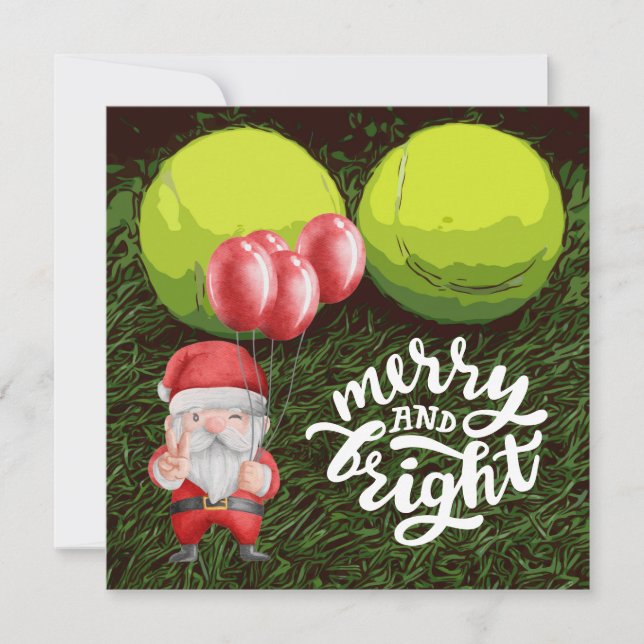 Tarjeta Festiva Navidades de tenis con pelota de tenis para el jug (Anverso)