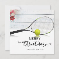 Navidades de tenis con pelota de tenis y raqueta