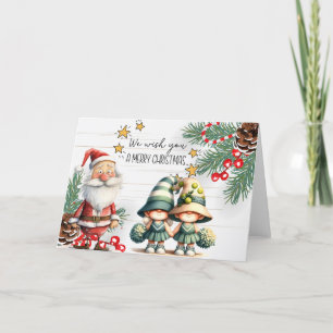 Tarjeta Festiva Navidades de tenis con pelota de tenis y Santa Cla