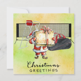 Tarjeta Festiva Navidades de tenis con Santa Claus