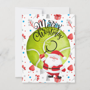 Tarjeta Festiva Navidades de tenis con Santa Claus