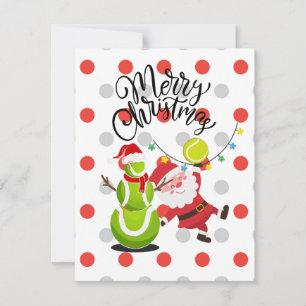 Tarjeta Festiva Navidades de tenis con Santa Claus