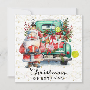 Tarjeta Festiva Navidades de tenis con Santa Claus