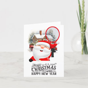 Tarjeta Festiva Navidades de tenis con Santa Claus