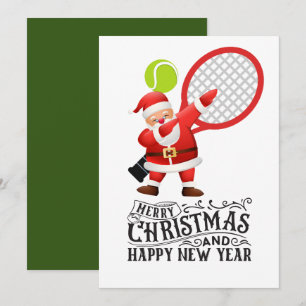 Tarjeta Festiva Navidades de tenis con Santa Claus