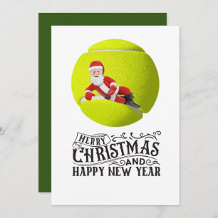 Tarjeta Festiva Navidades de tenis con Santa Claus