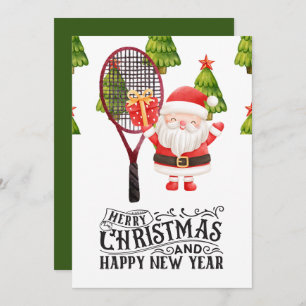 Tarjeta Festiva Navidades de tenis con Santa Claus