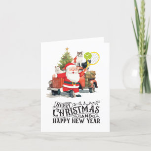 Tarjeta Festiva Navidades de tenis con Santa Claus
